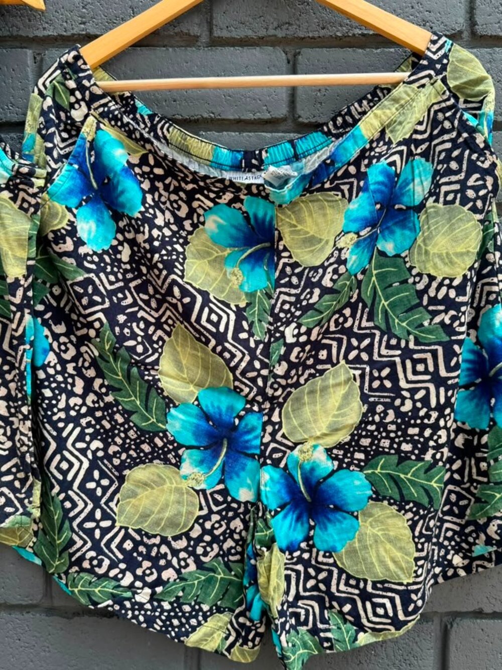 VTG White Stag Floral Tropical Hawaiian 2 Piece Short Set Coastal Resort Beach X - Picture 6 of 16